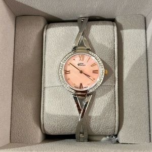 NWT Watch with Swarovski and Sapphire Crystals and Mother of Pearl Dial
